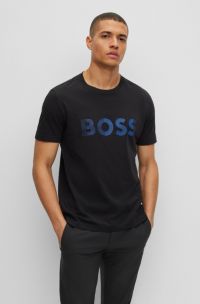 Cotton-jersey T-shirt with logo artwork, Black