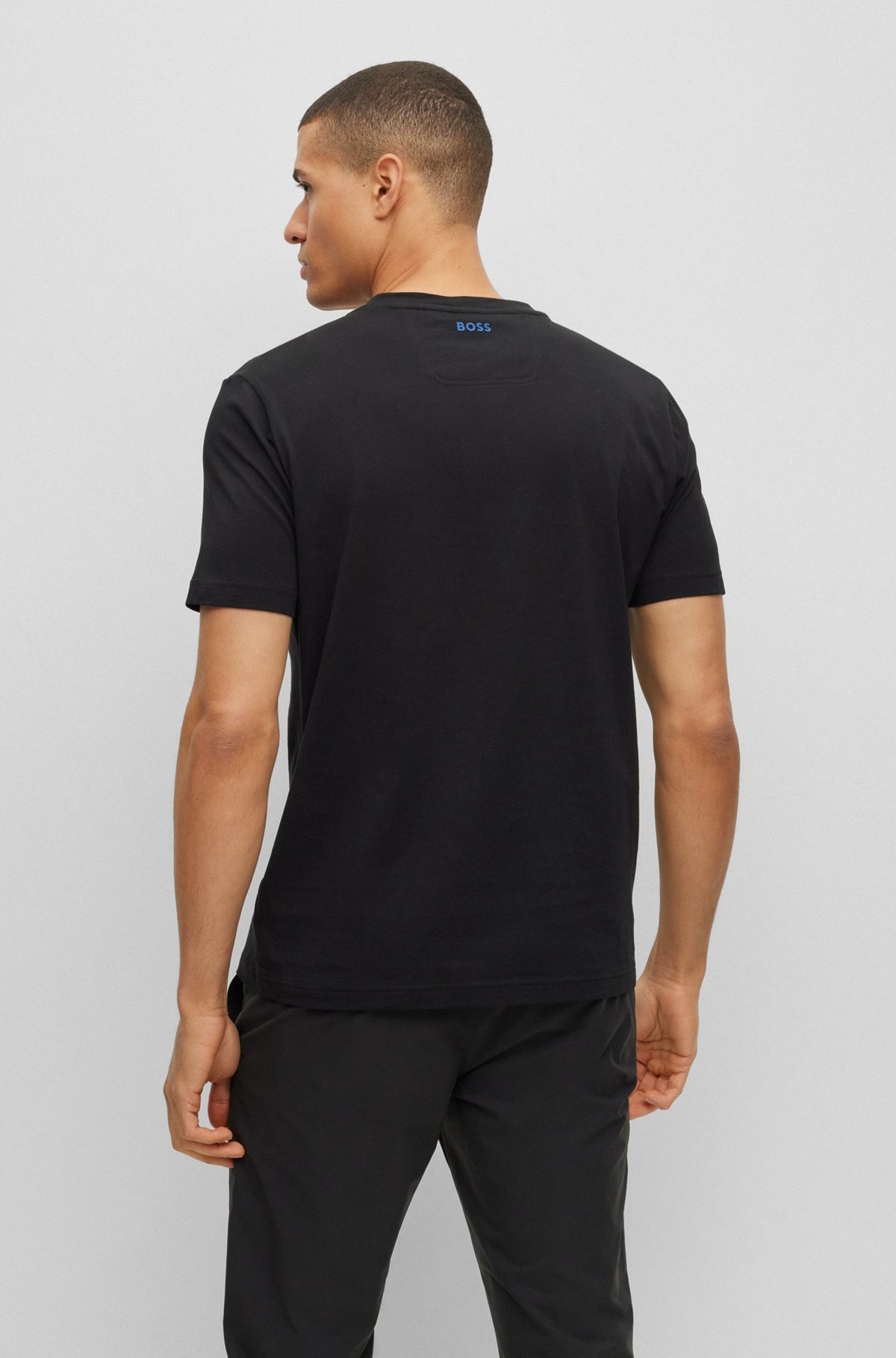 Cotton-jersey T-shirt with logo artwork, Black