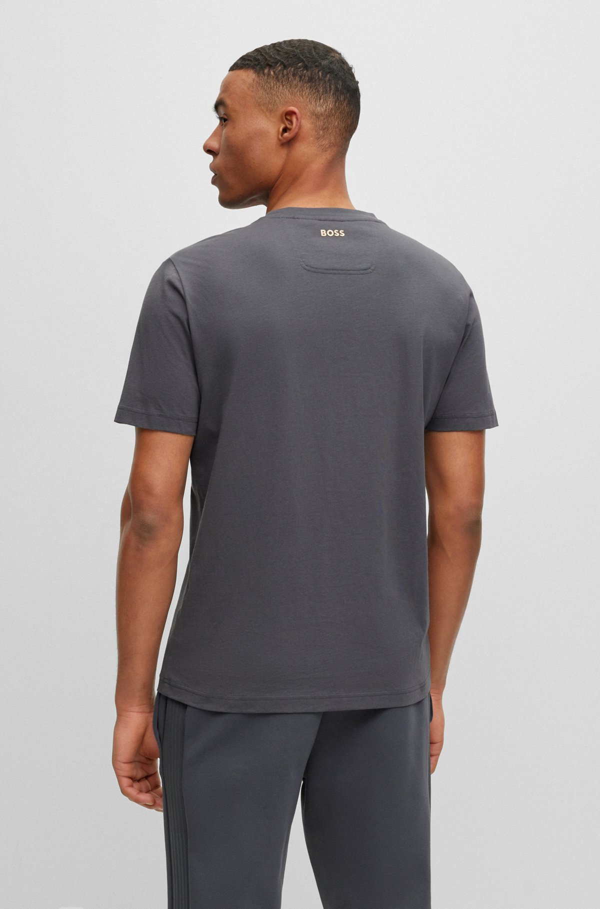 Cotton-jersey T-shirt with logo artwork, Dark Grey
