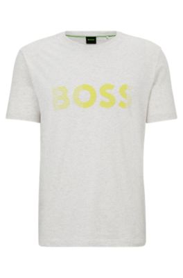 Hugo Boss Cotton-jersey T-shirt With Logo Artwork In Light Grey