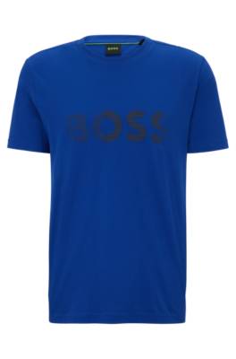 Hugo Boss Cotton-jersey T-shirt With Logo Artwork In Blue