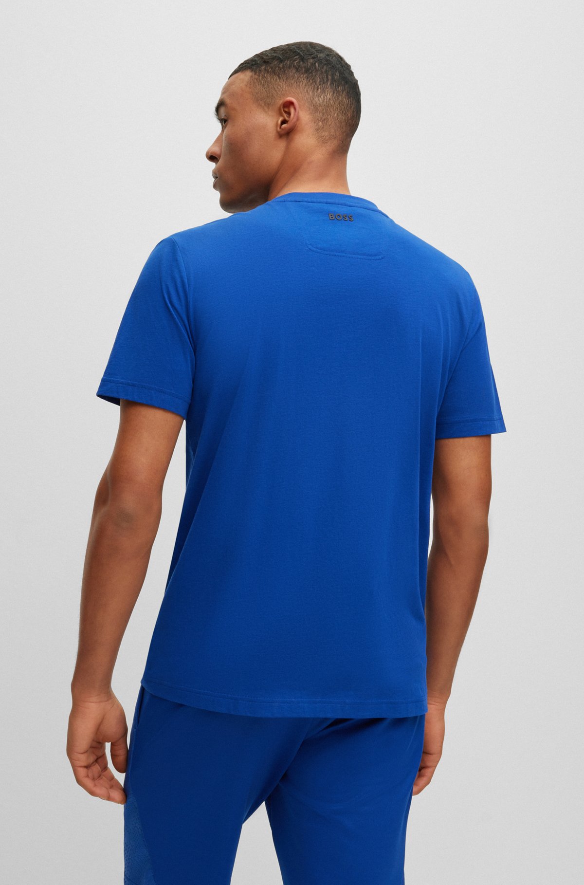 T-Shirt aus Baumwoll-Jersey mit Logo-Artwork, Blau