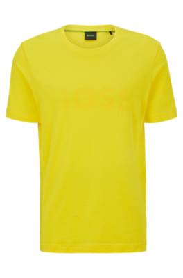 Hugo Boss Cotton-jersey T-shirt With Logo Artwork In Yellow