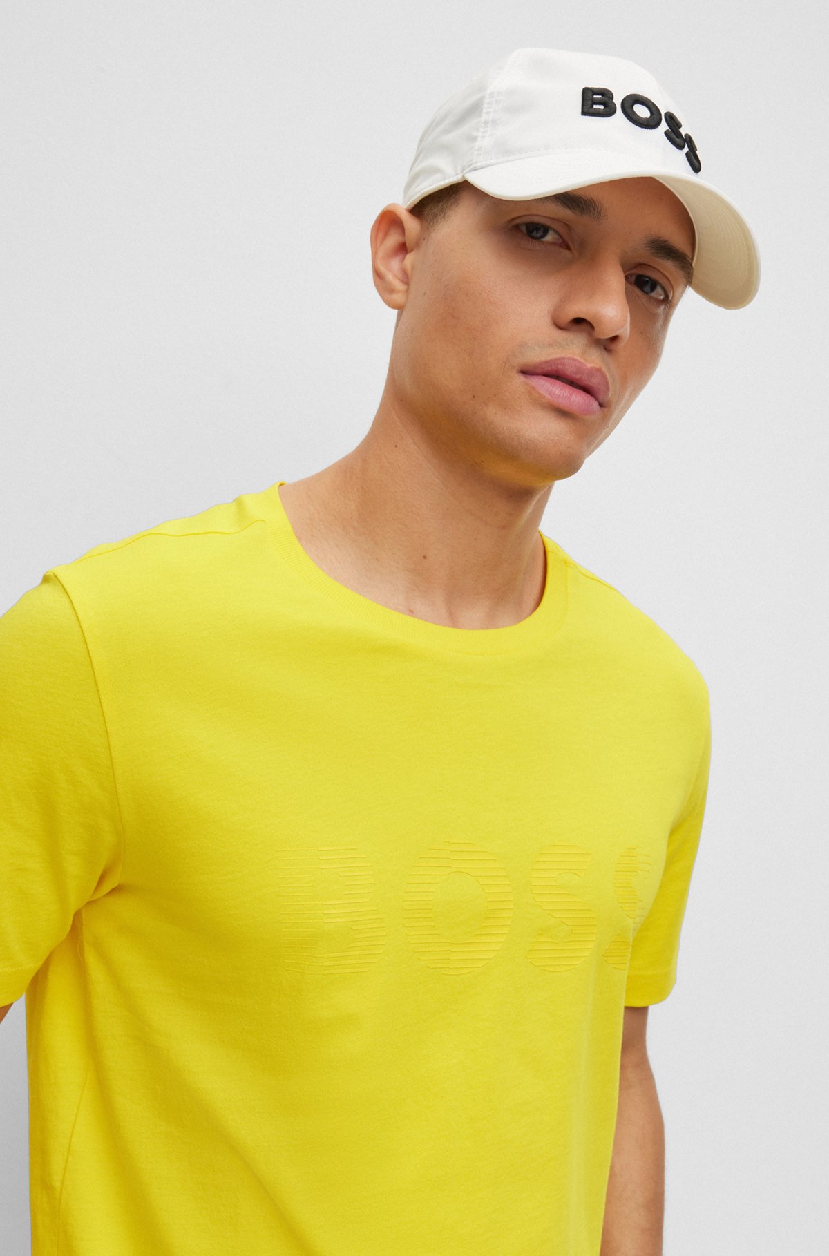 T-Shirt aus Baumwoll-Jersey mit Logo-Artwork, Gelb