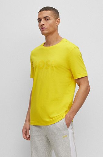 Cotton-jersey T-shirt with logo artwork, Yellow