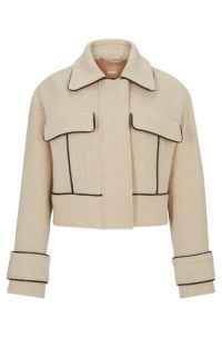 Regular-Fit Jacke aus Woll-Mix, Beige