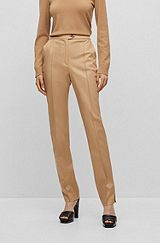 Regular-fit trousers in glossy stretch material, Beige