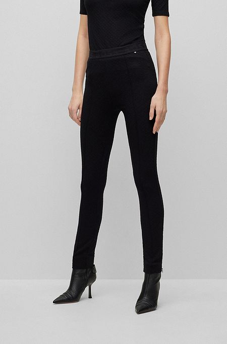 Pantalon Extra Slim Fit en jacquard monogramme power-stretch, Noir
