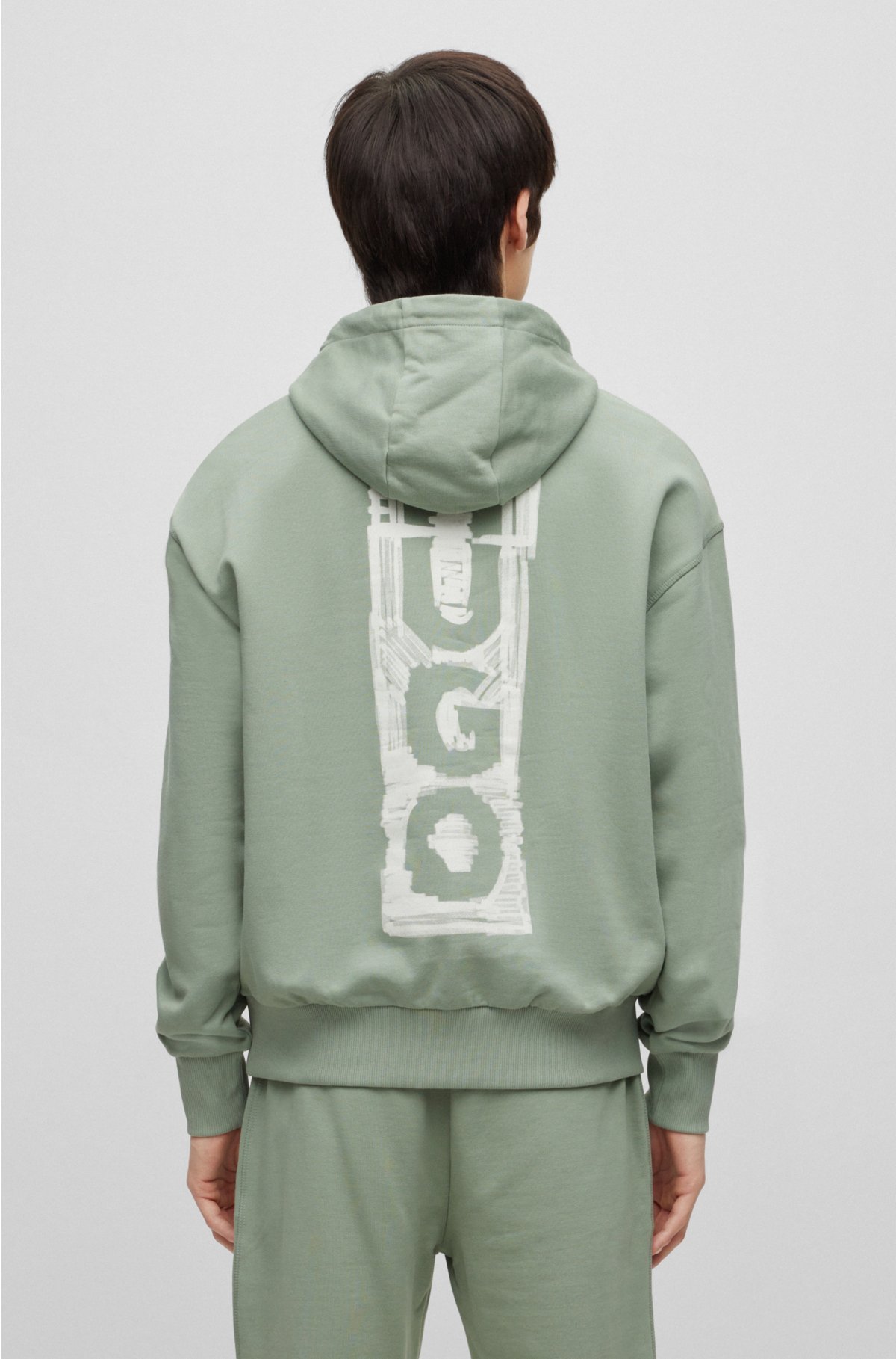 HUGO Relaxed-fit cotton hoodie with marker-inspired logos