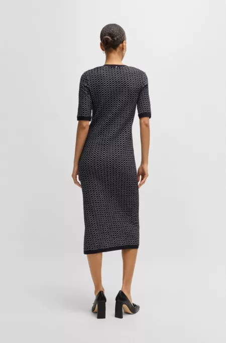 Structured-stripe dress in stretch-cotton jersey