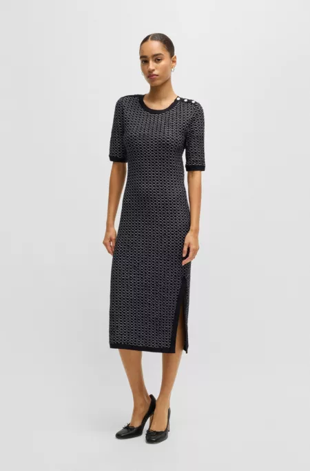 Structured-stripe dress in stretch-cotton jersey