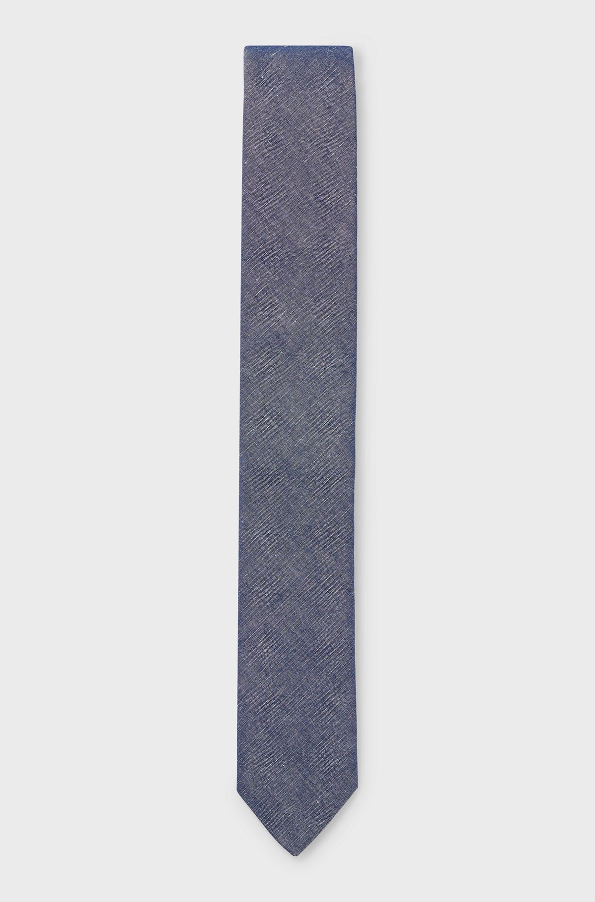 Cotton-linen tie with pattern, Dark Grey