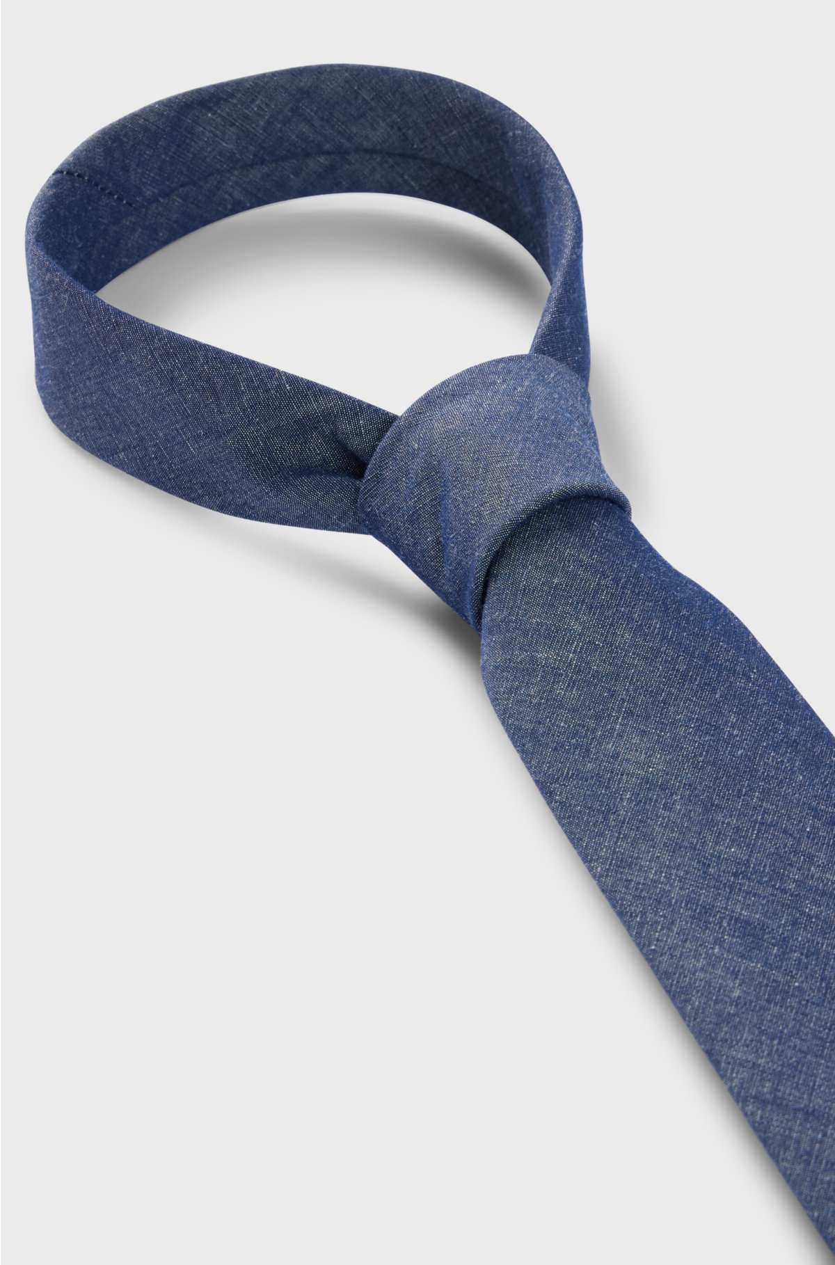 Cotton-linen tie with pattern, Dark Grey
