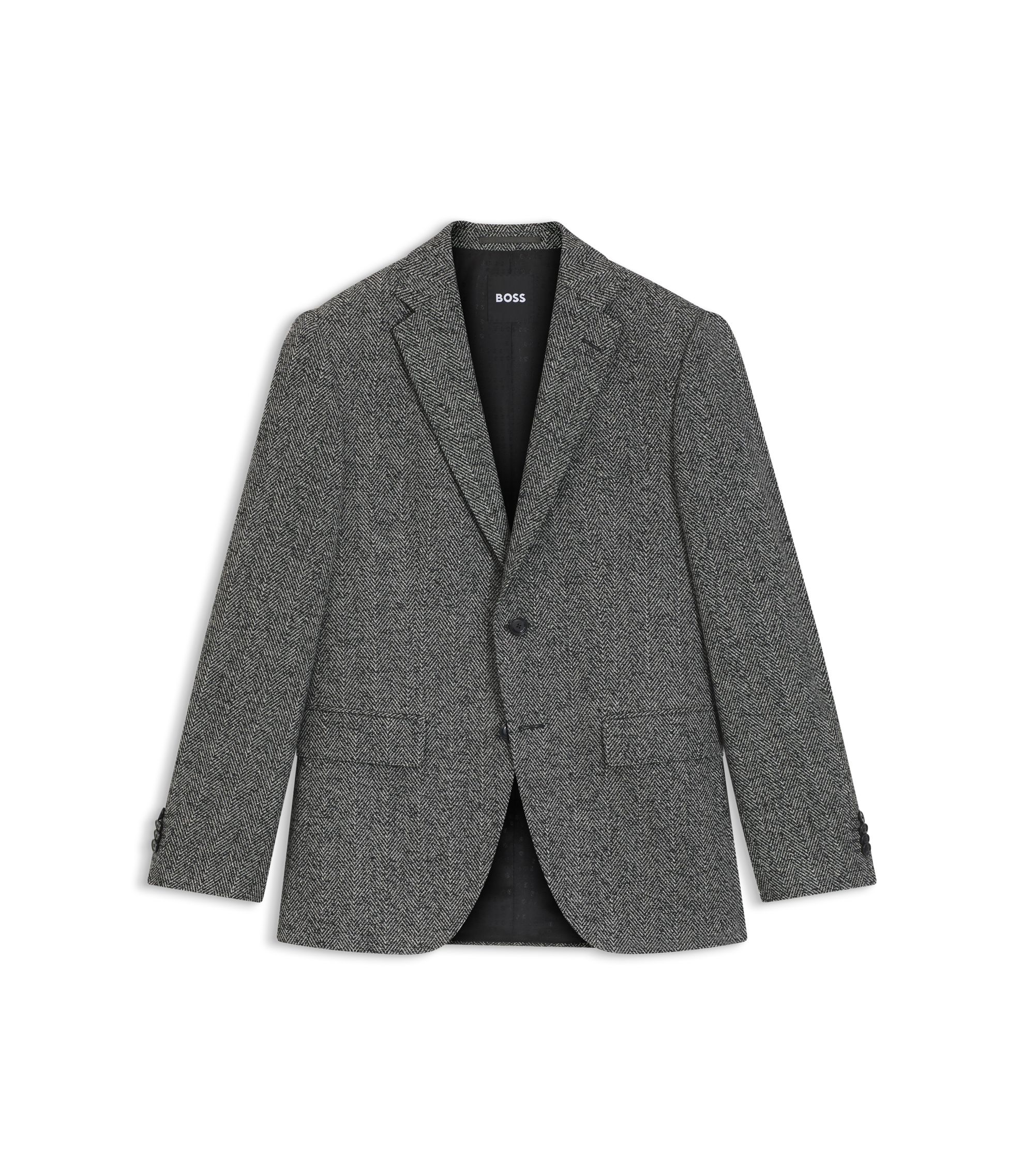 BOSS - レギュラーフィットジャケット ヘリンボーン ウールブレンド