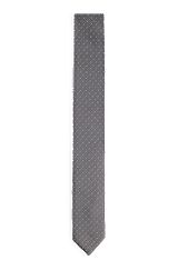 Dot-pattern tie in silk jacquard, Dark Grey