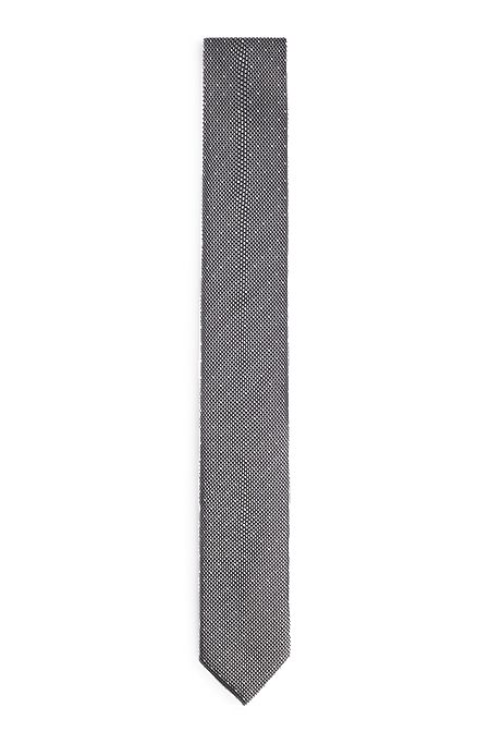 Dot-pattern tie in silk jacquard, Dark Grey