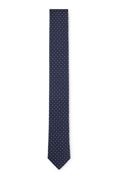 Gepunktete Krawatte aus Seiden-Jacquard, Dunkelblau