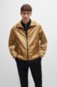Veste déperlante à capuche et monogrammes façon jacquard, Beige