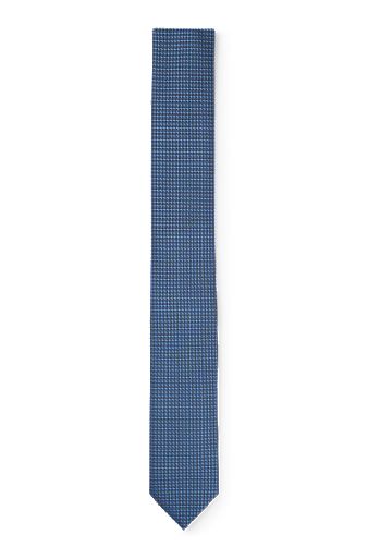 Cravate à motif jacquard à teneur en soie, Bleu foncé