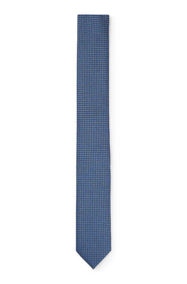 Krawatte aus Seiden-Mix mit Jacquard-Muster, Dunkelblau