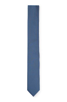 Cravate en jacquard de soie à motif Mors en bleu foncé et vert
