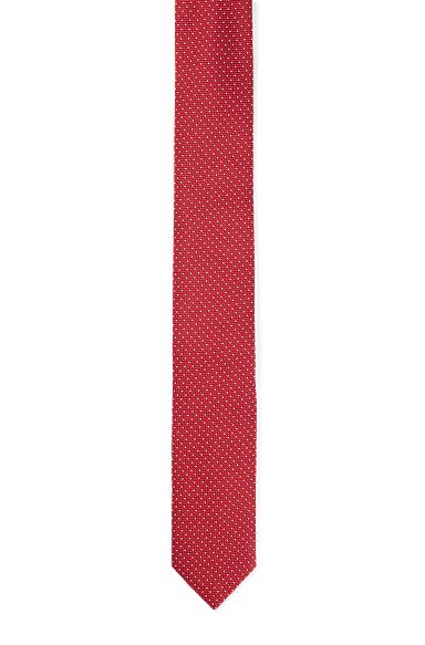 Pure-silk tie with jacquard-woven pattern, Red