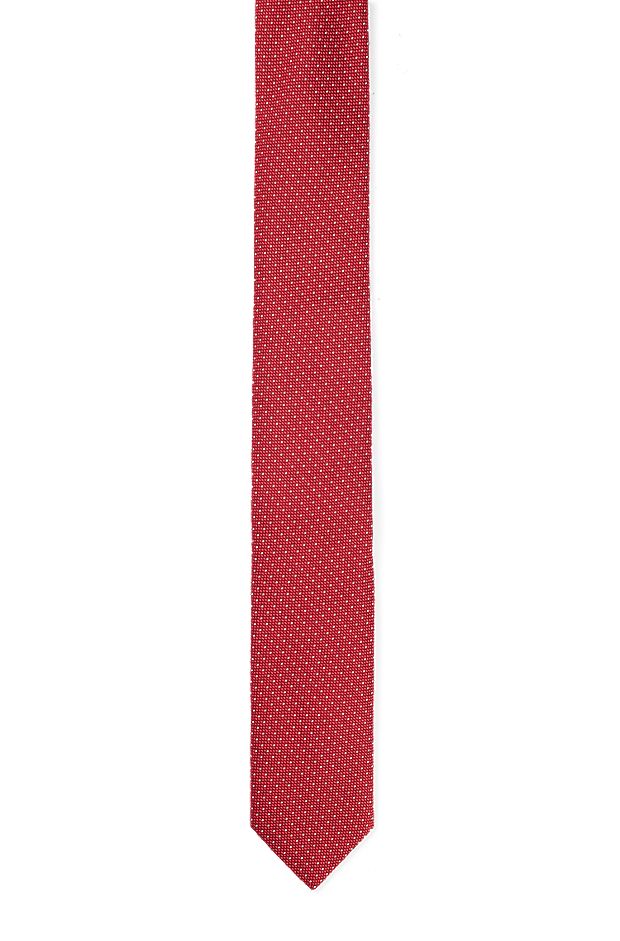 Pure-silk tie with jacquard-woven pattern, Red