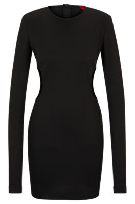 HUGO - Long-sleeved jersey dress with side cut-outs
