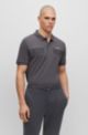 Cotton-blend slim-fit polo shirt with striped tape, Dark Grey