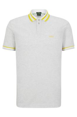 Hugo Boss Cotton-piqué Polo Shirt With Ribbed Striped Trims In White