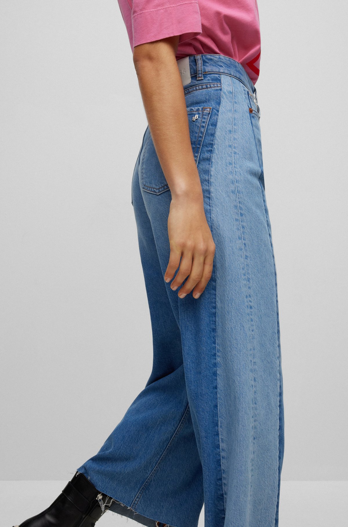 Straight-fit jeans in two-tone blue denim, Blue