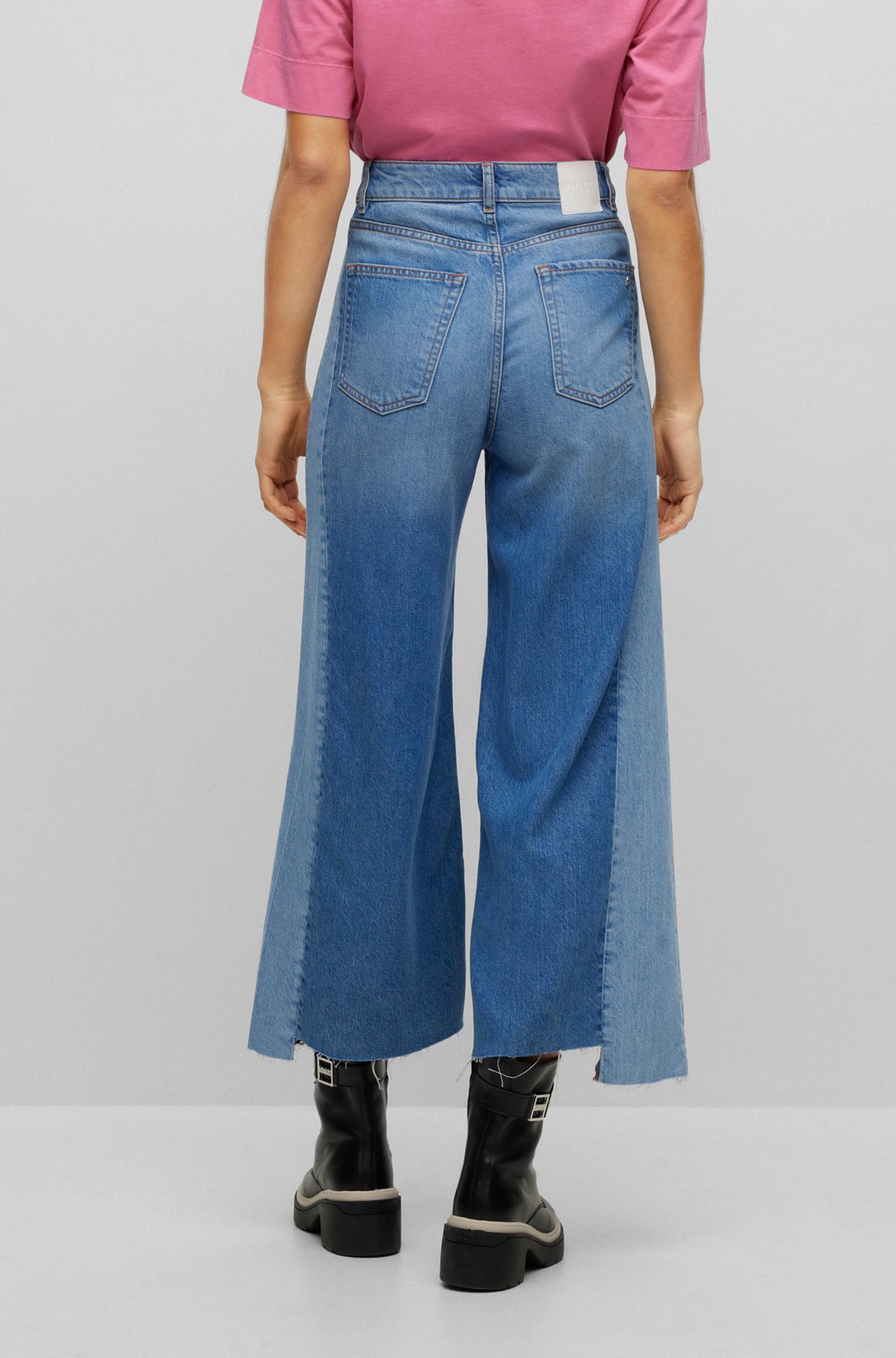 Straight-fit jeans in two-tone blue denim, Blue