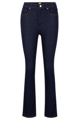 Hugo Boss High-waisted Jeans In Blue Super-stretch Denim In Dark Blue ...
