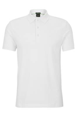 Hugo Boss Cotton-jersey Polo Shirt With Jacquard Collar In White