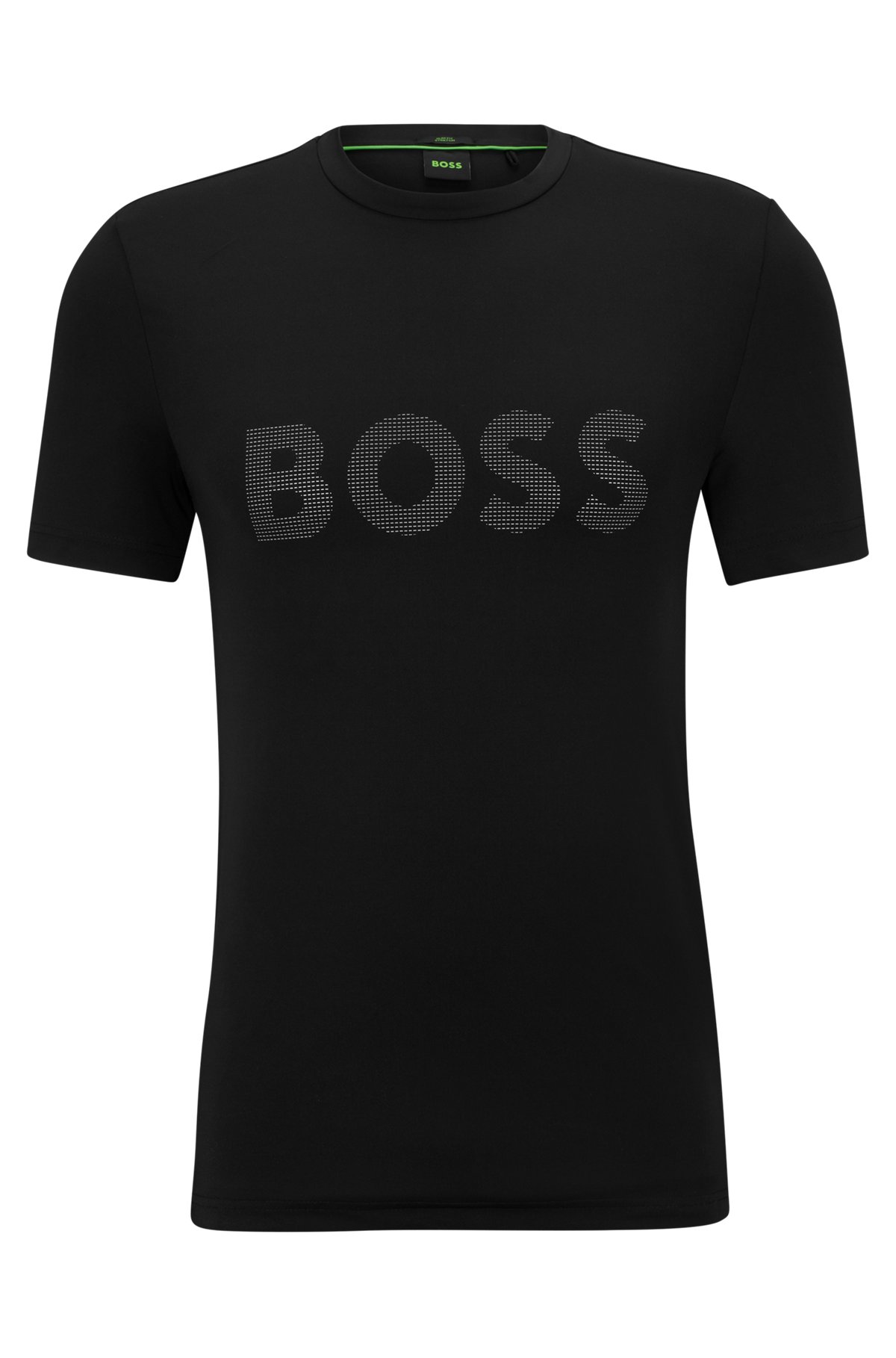 Slim-fit T-shirt with decorative reflective logo, Black