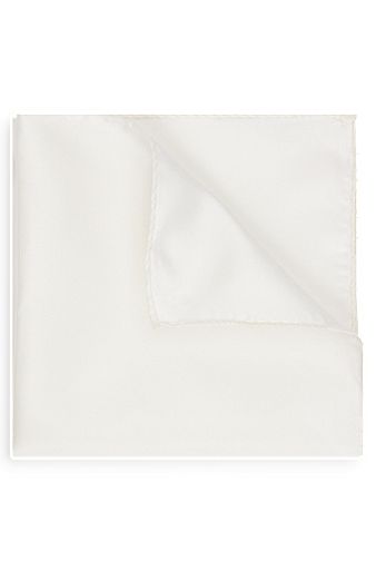 In Italië vervaardigde pochet van zijdejacquard, Wit