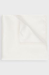 Italian-made pocket square in silk jacquard, White