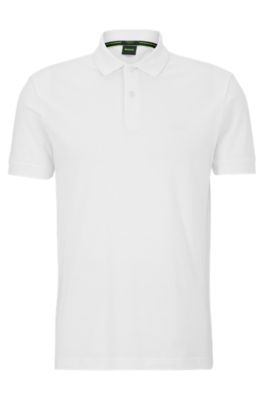 Hugo Boss Cotton-piqu Polo Shirt With Tonal Logo In White