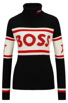 Hugo Boss Boss X Perfect Moment Logo Sweater In Virgin Wool In Black