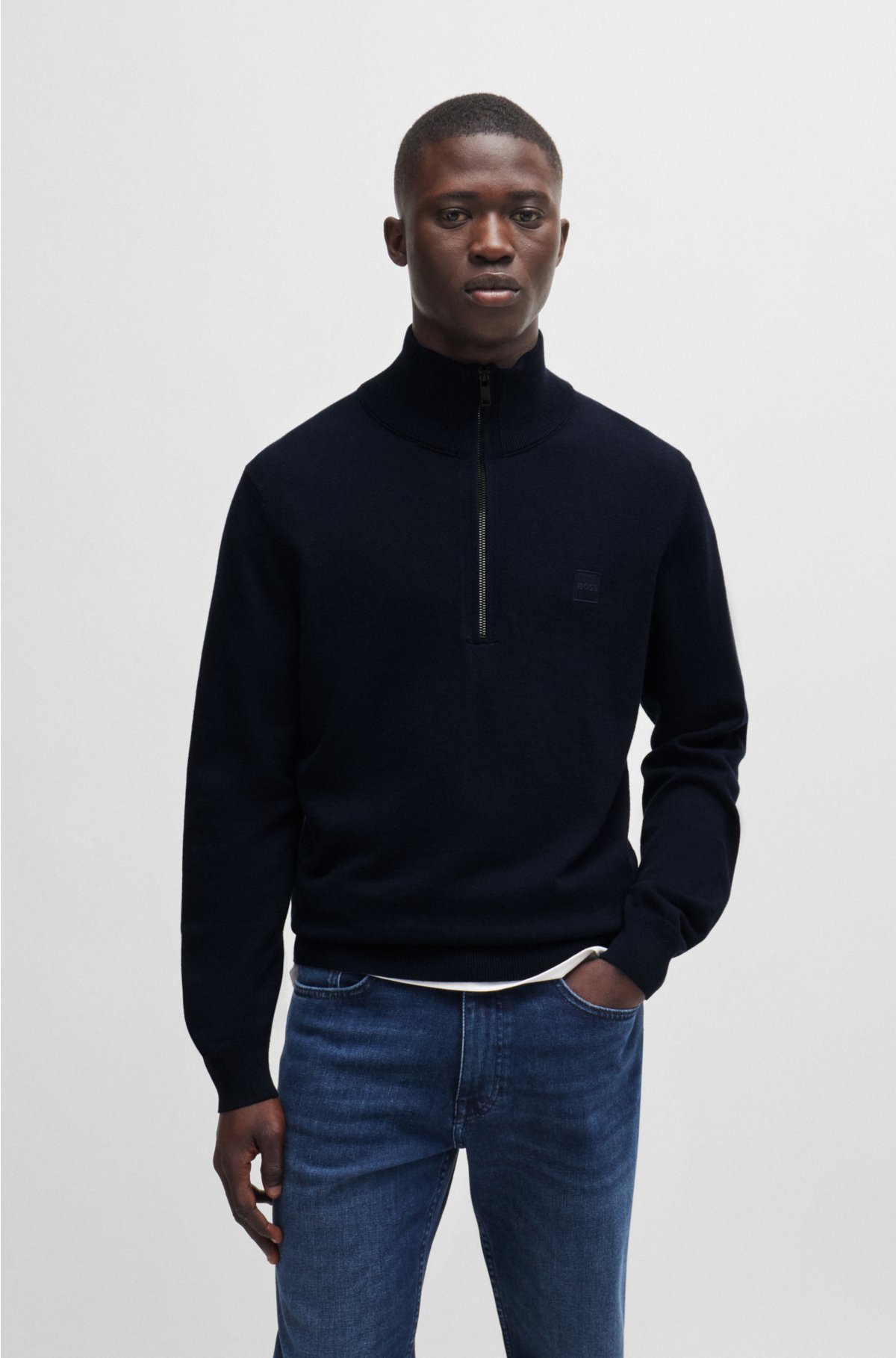 BOSS - Rollneck regular-fit sweater in cotton and cashmere
