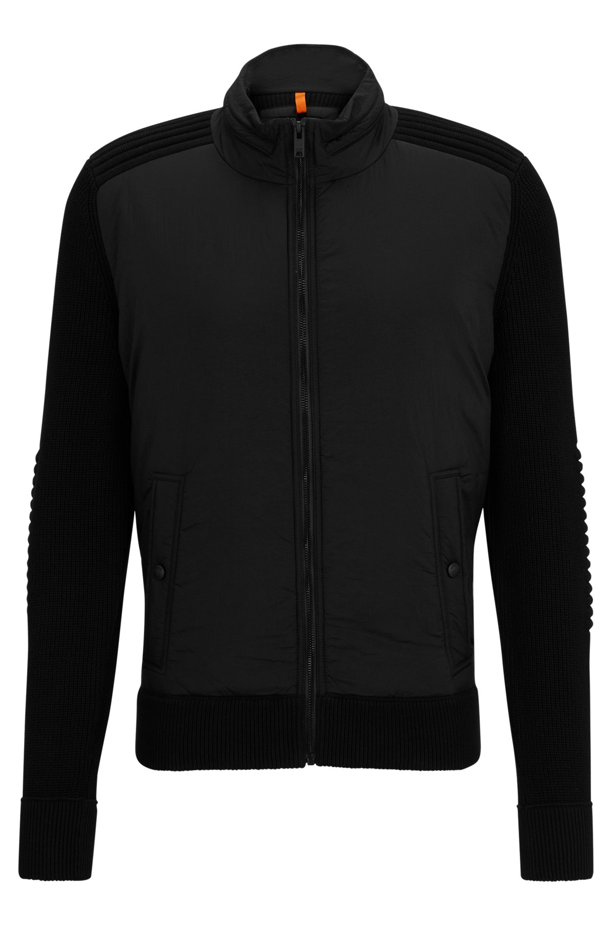 BOSS - Hybrid zip-up jacket with packable hood