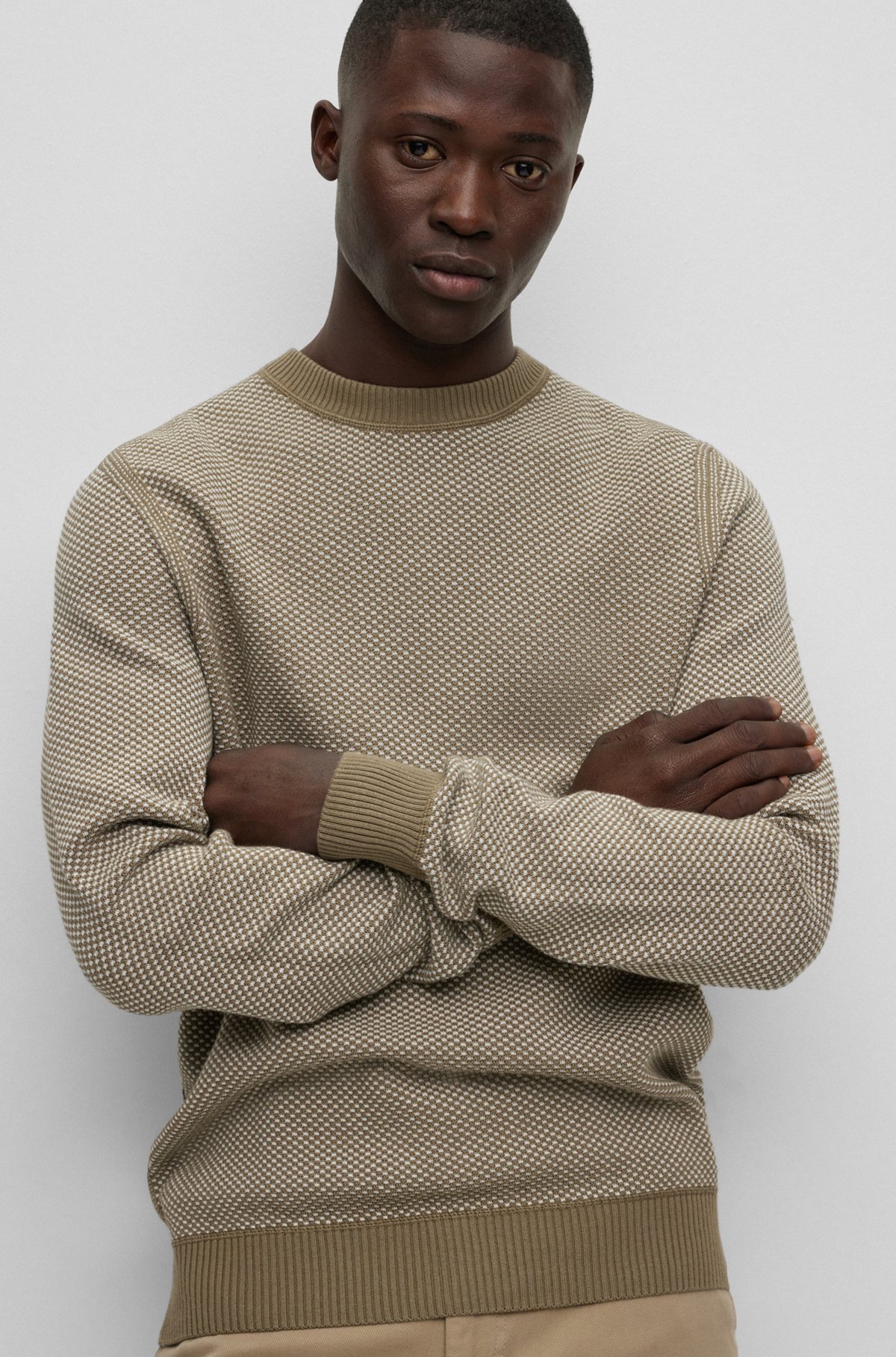 BOSS - Organic-cotton sweater with rich structure