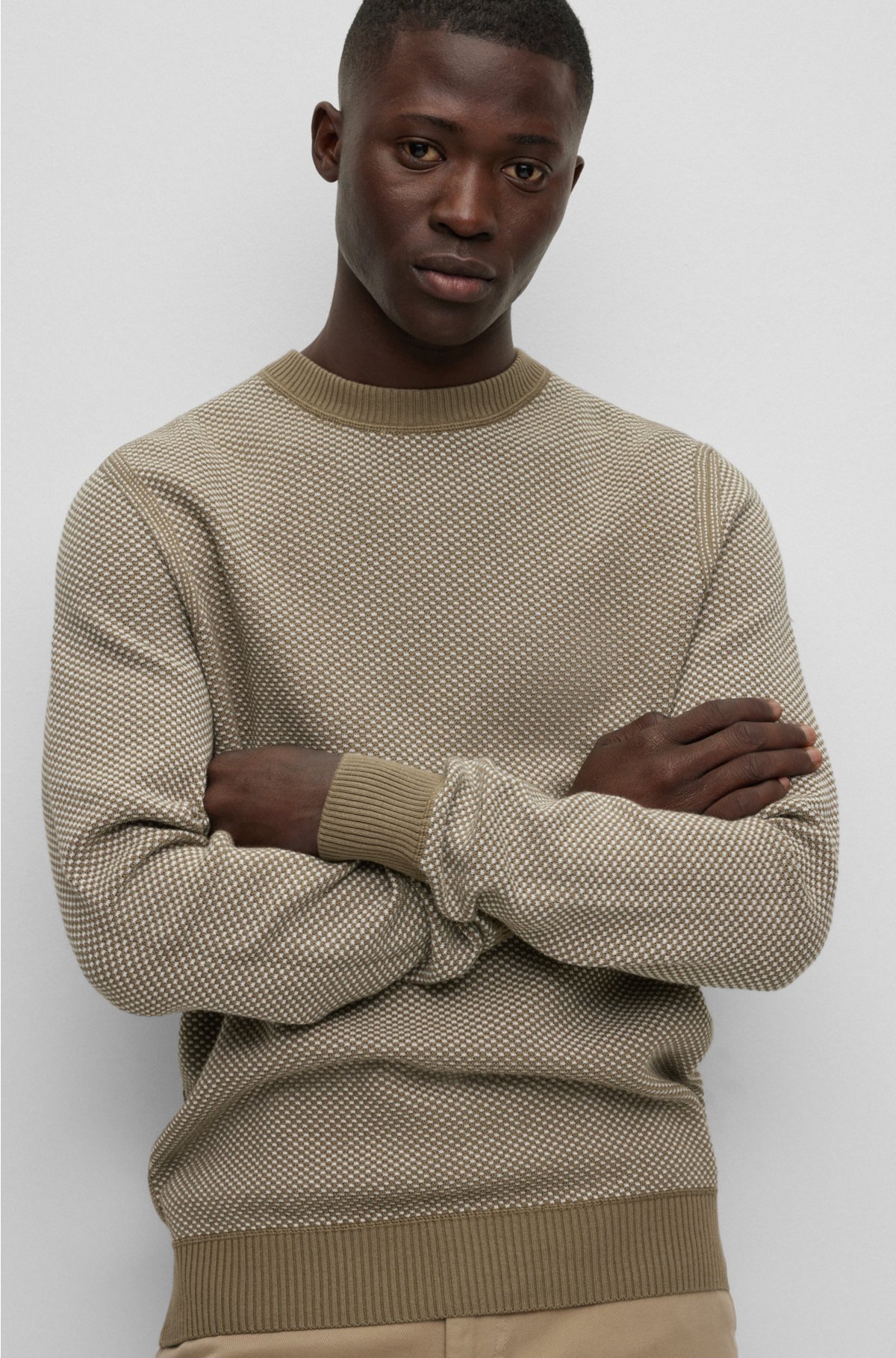 BOSS - Organic-cotton structure sweater rich with