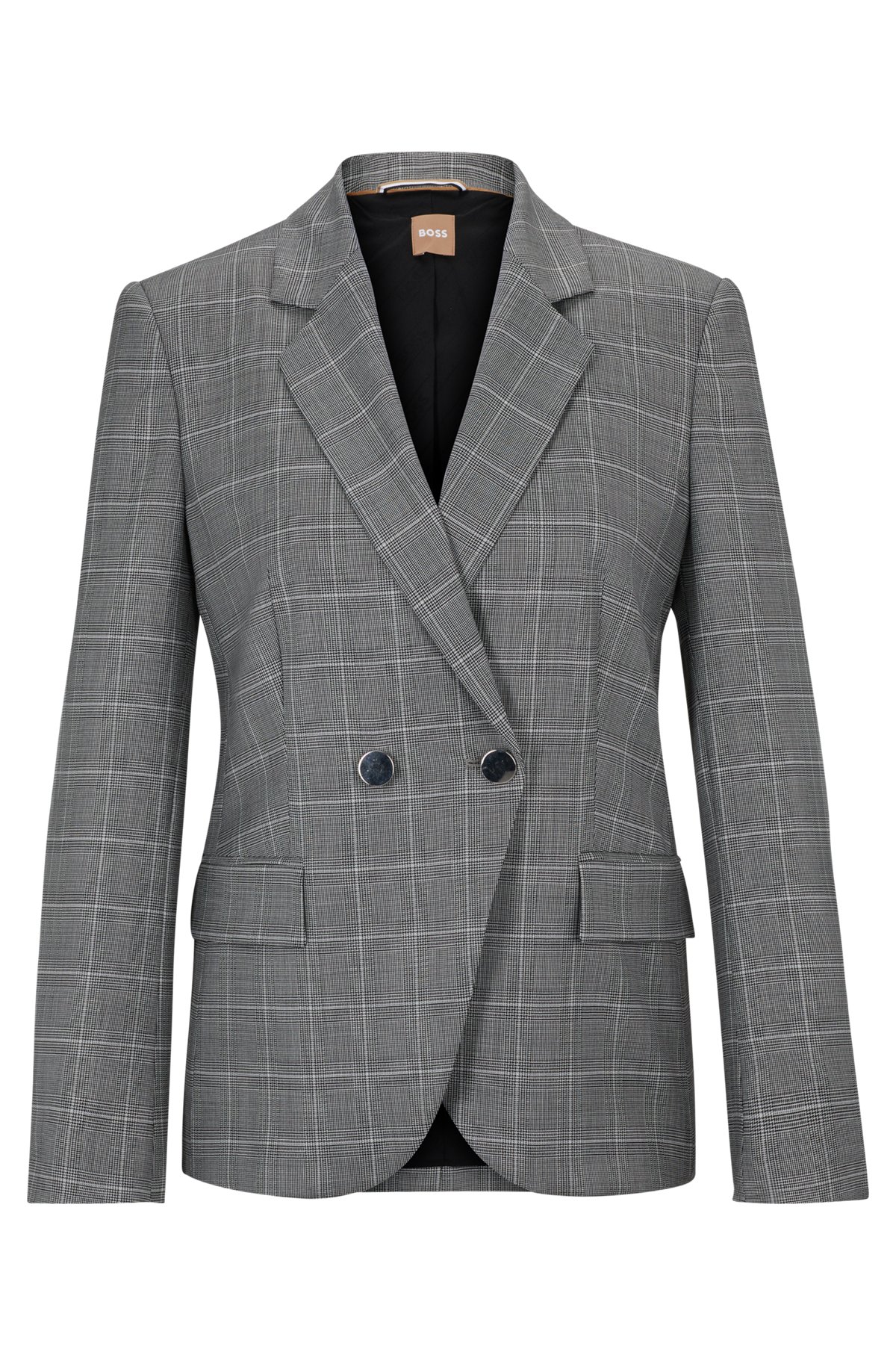 Regular-fit jacket in checked virgin wool, Patterned