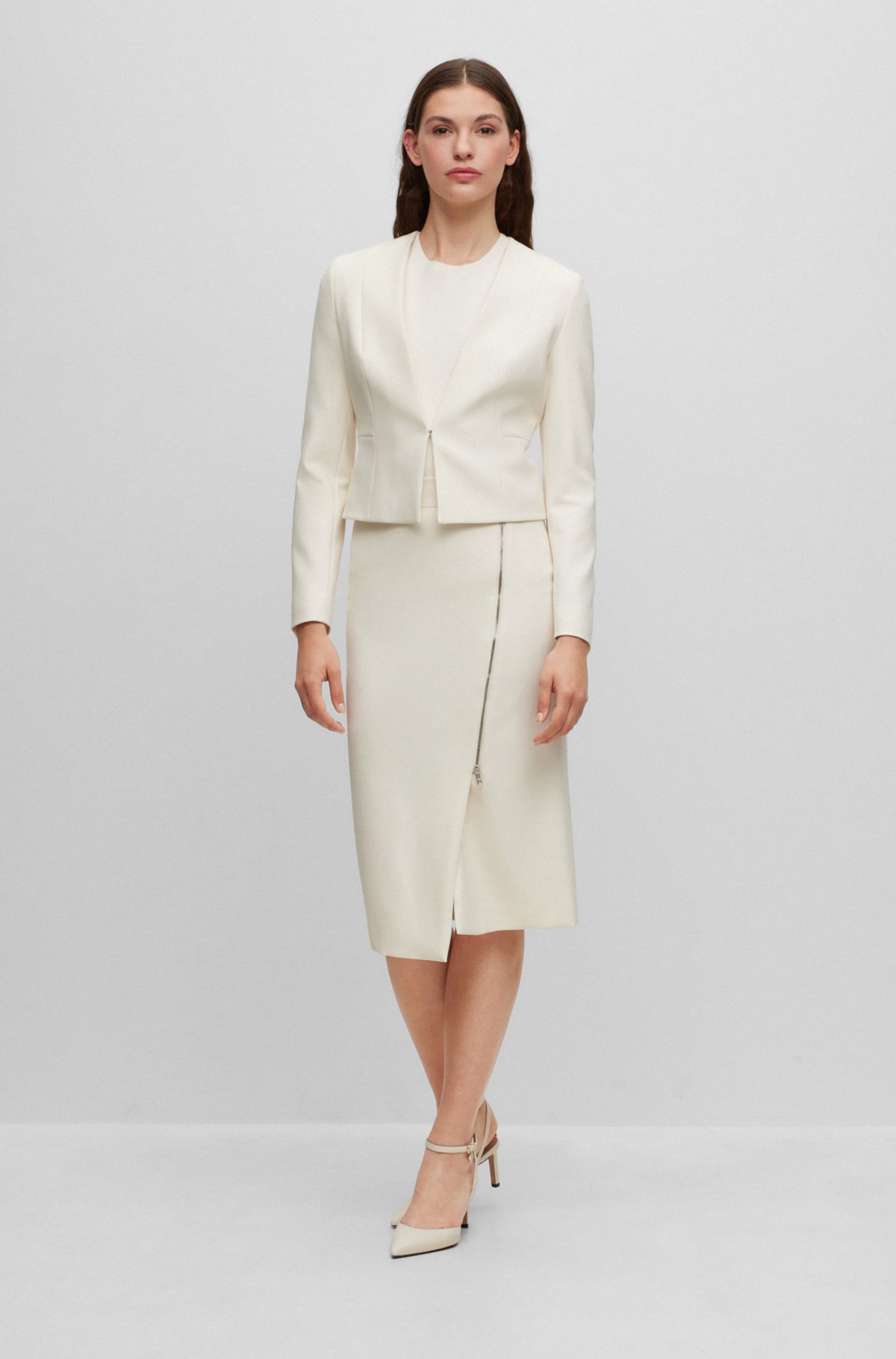 White pencil clearance skirt and jacket