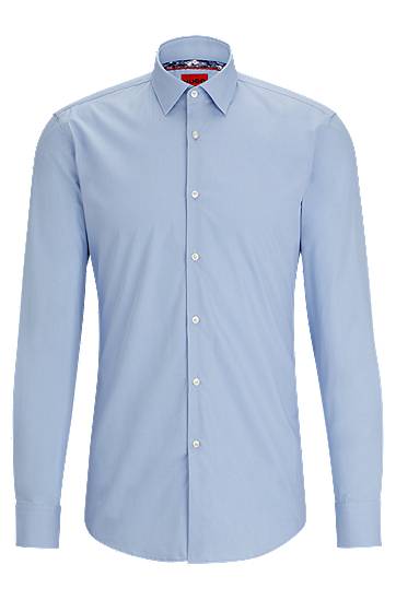 Slim-fit shirt in cotton with doodle motif, Hugo boss