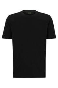 Cotton-jersey T-shirt with logo collar, Black