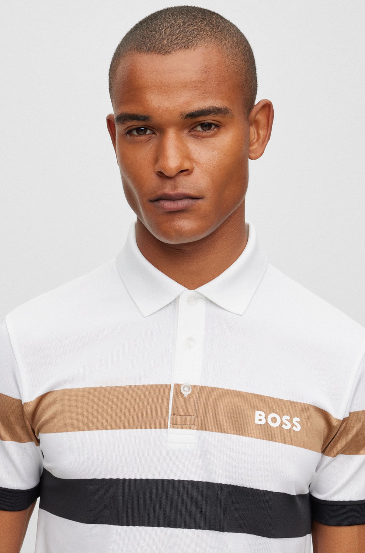 BOSS - BOSS x Matteo Berrettini スリムフィット ストライプ ポロシャツ