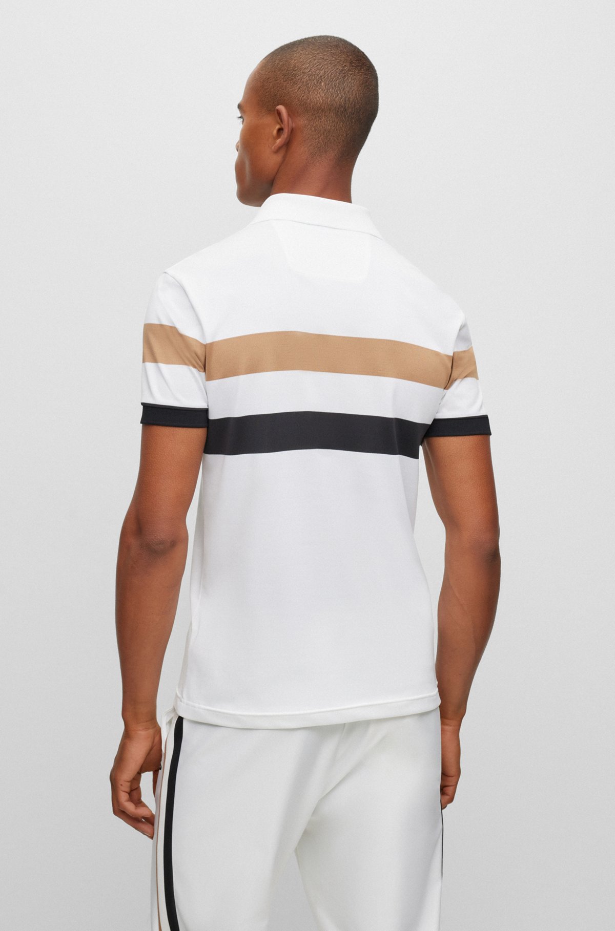 BOSS x Matteo Berrettini slim-fit striped polo shirt, White
