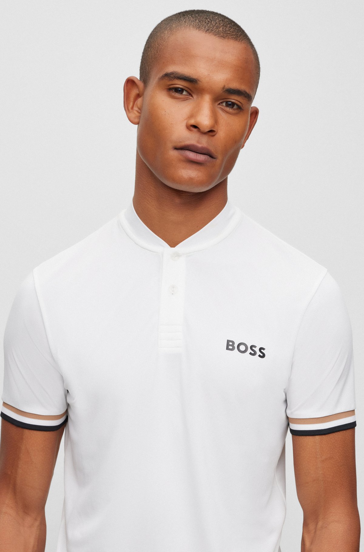 BOSS x Matteo Berrettini slim-fit polo shirt with stripes, White